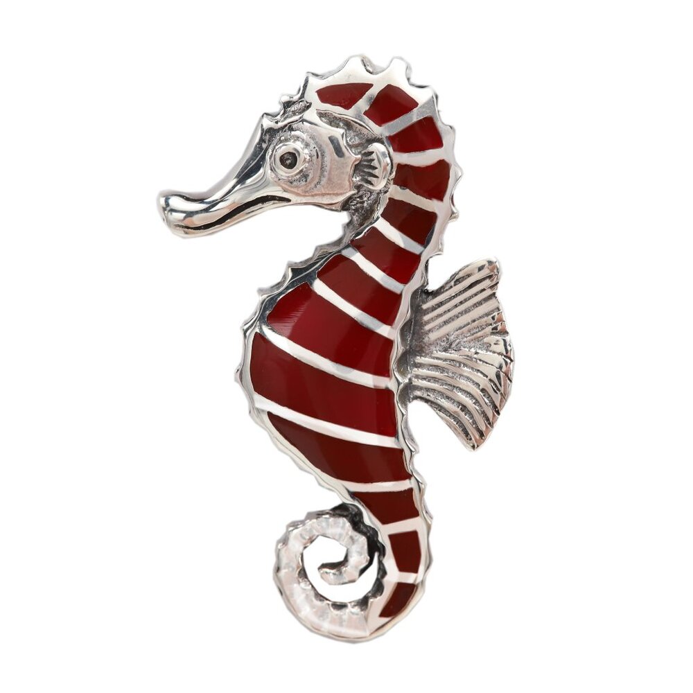 Seahorse pendant Silver 925 marine life jewelry large seahorse necklace Sea life